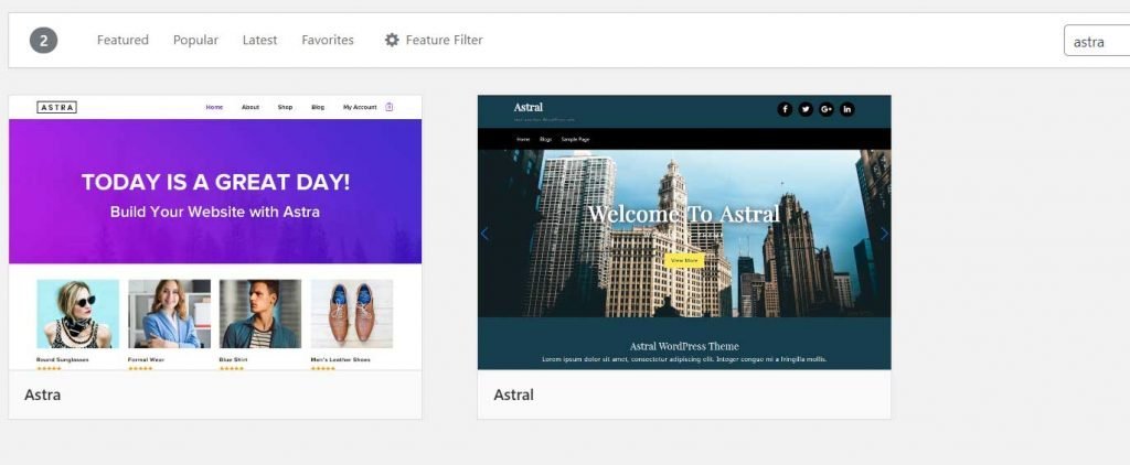 Astra theme WordPress repository
