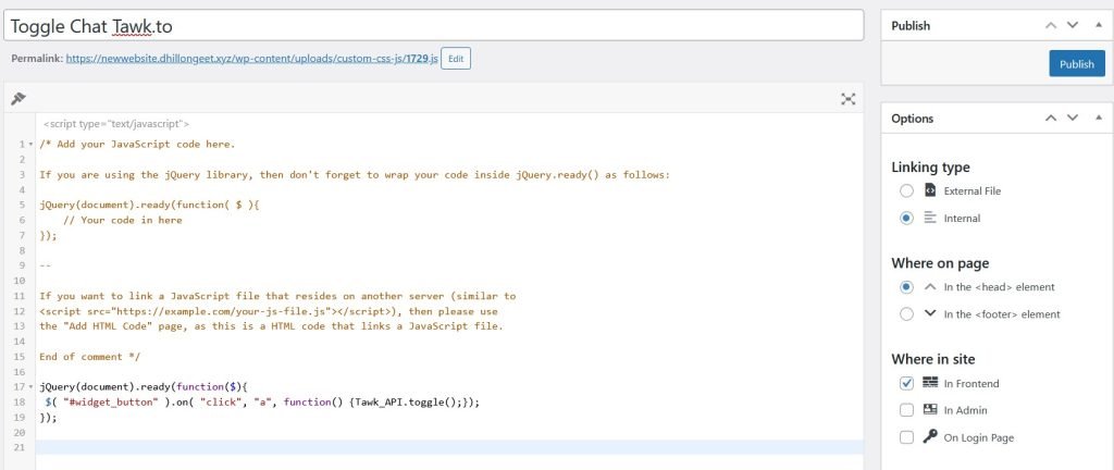 3. Add JS Code as shown above