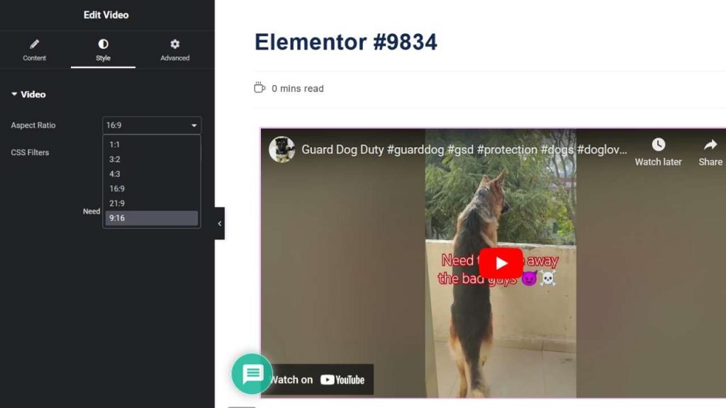 4. Go to Style Tab in Aspect Ratio